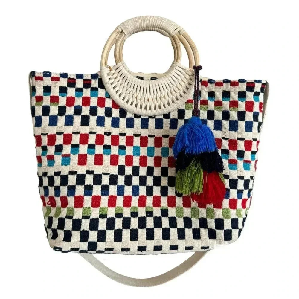 Francesca's Multicolored Bamboo Tote🌴